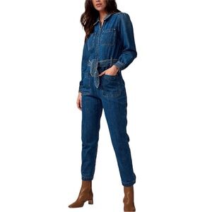 Rebecca Taylor Women's Denim Jumpsuit with Tie